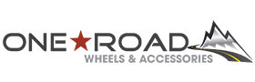 One Road wheels and accerssories highway road wrapping around mountain logo
